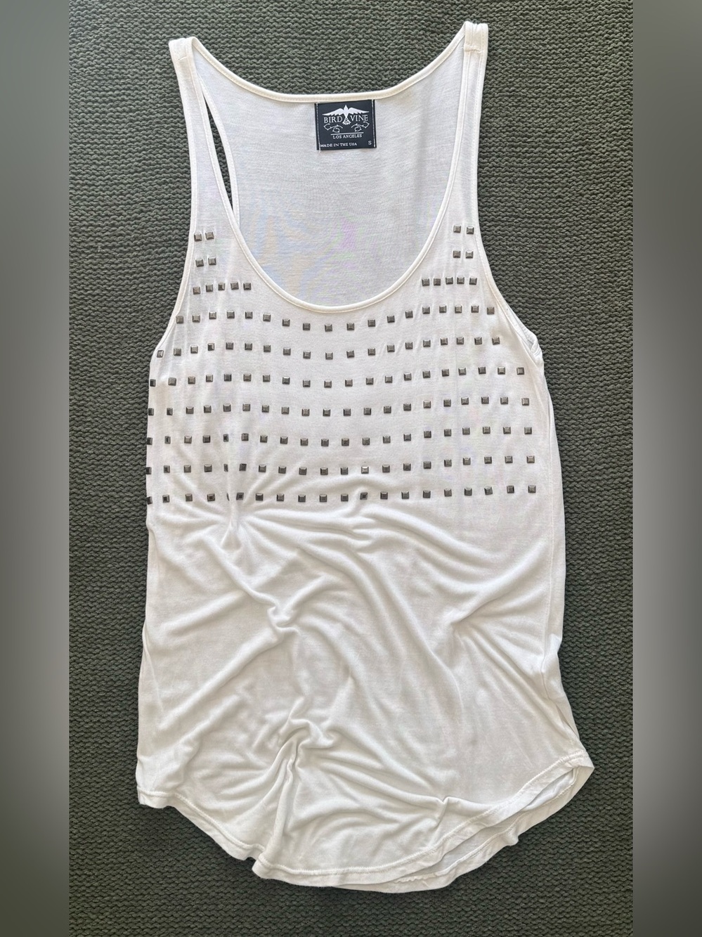 Y2K Studded Tank Top Bird & Vine  Sz Small